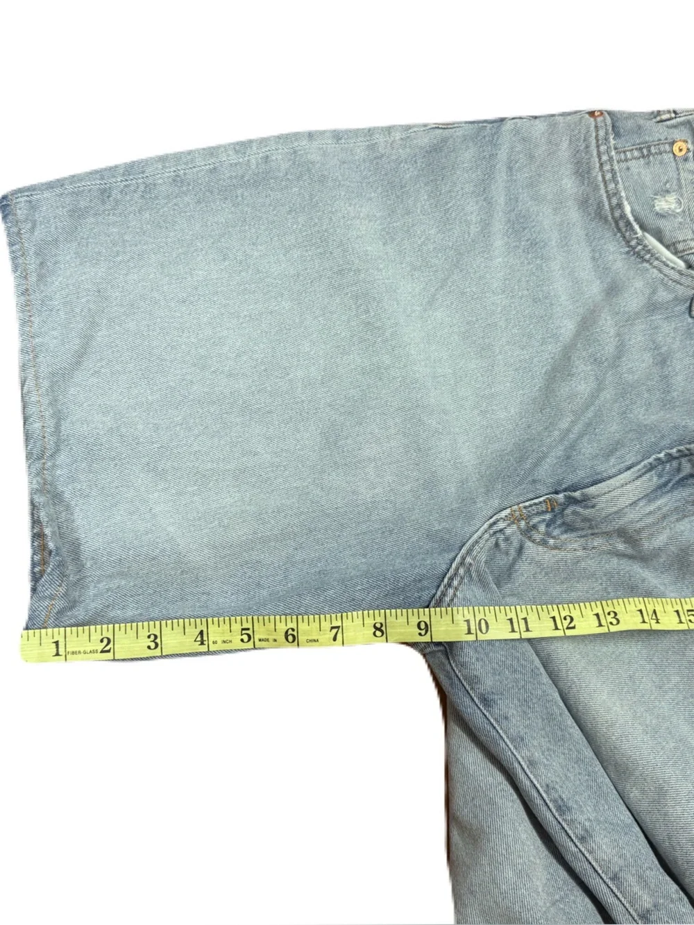 American Eagle Loose Jean Shorts Light Wash Distressed Denim Size 33 - Picture 13 of 16